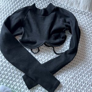 edikted underwire bust button mock neck long sleeve